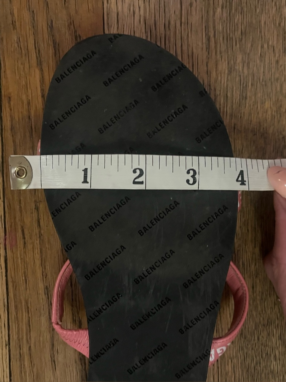 SOLD Balenciaga pink logo printed leather flat slides 39 - Picture 12 of 12